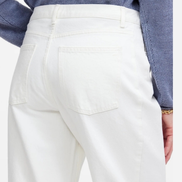 Madewell Barrel Leg Jeans 27 White Pieced Sculpted Raw Hem Cotton Minimalist NWT - Picture 3 of 12